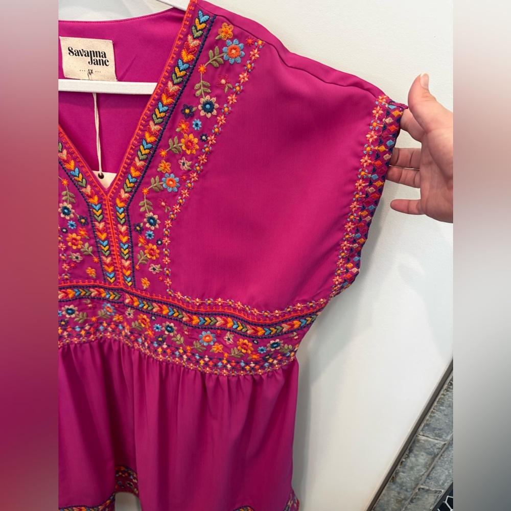 Savanna Jane Pink Embellished Cap Sleeve Blouse - Picture 3 of 5